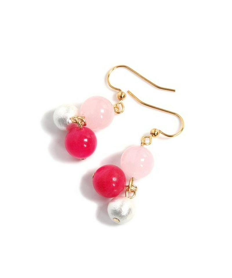 K14GF カラフルジェイドピアス　ピンク