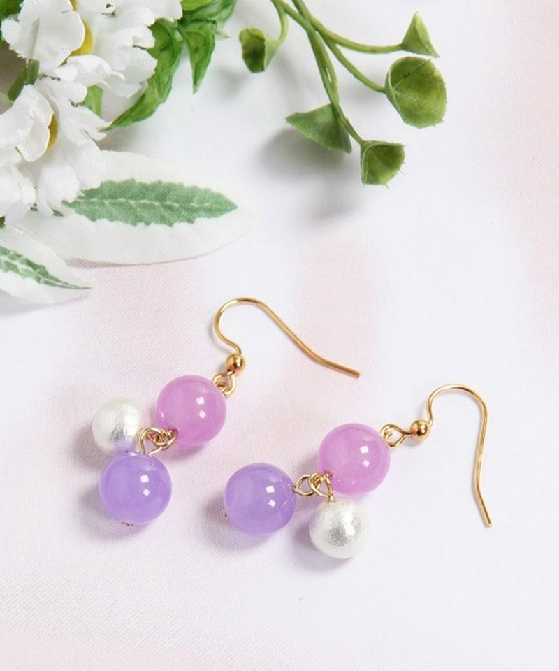 K14GF カラフルジェイドピアス　パープル