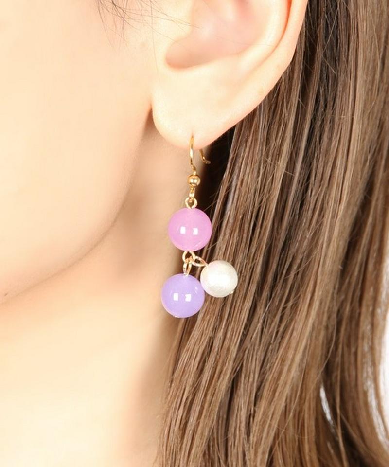 K14GF カラフルジェイドピアス　パープル