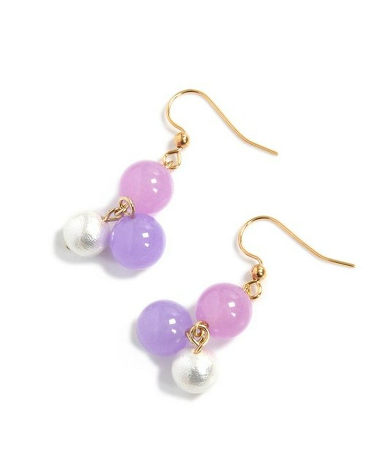 K14GF カラフルジェイドピアス　パープル