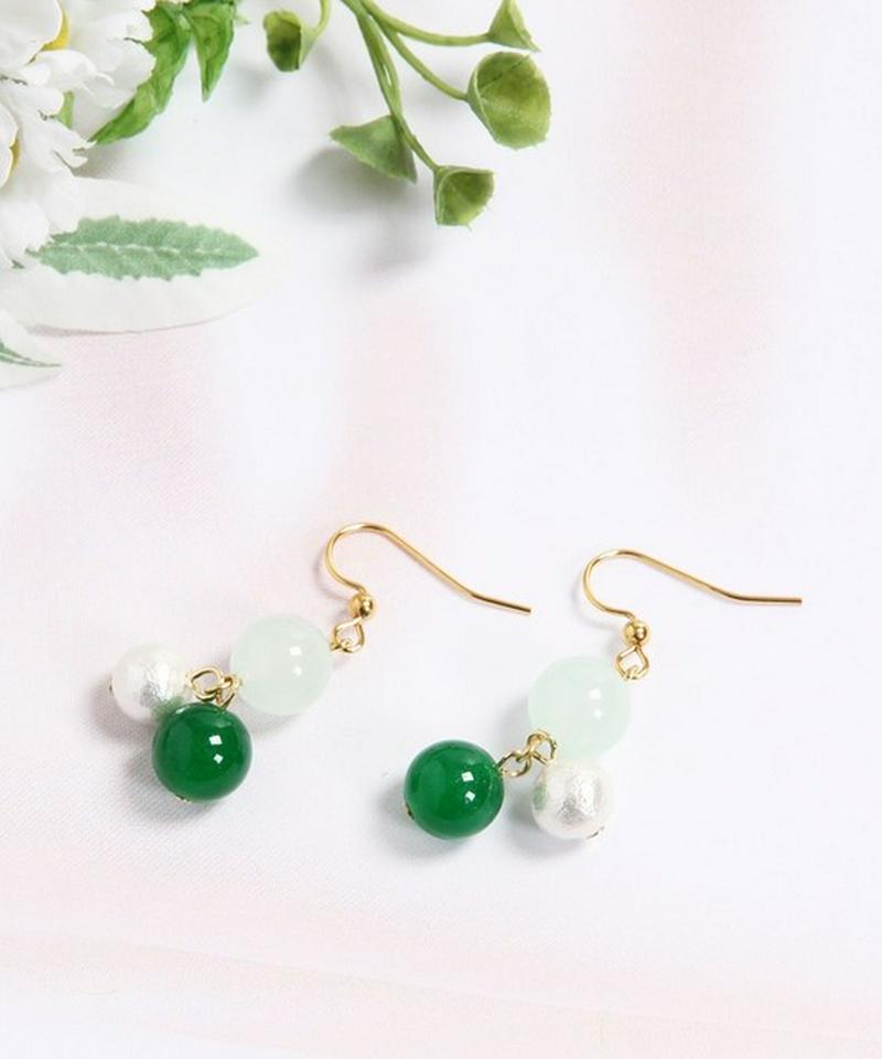 K14GF カラフルジェイドピアス　グリーン