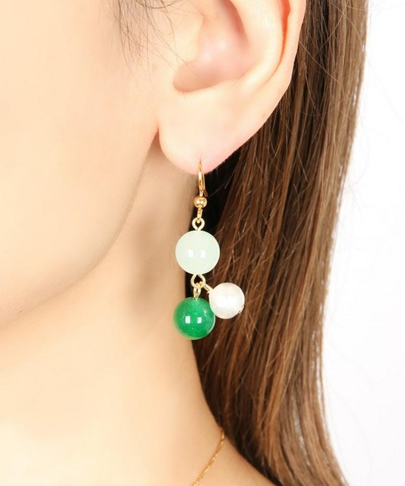 K14GF カラフルジェイドピアス　グリーン