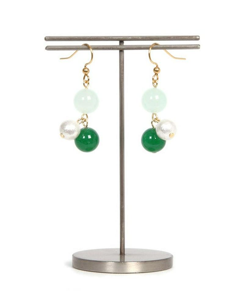 K14GF カラフルジェイドピアス　グリーン