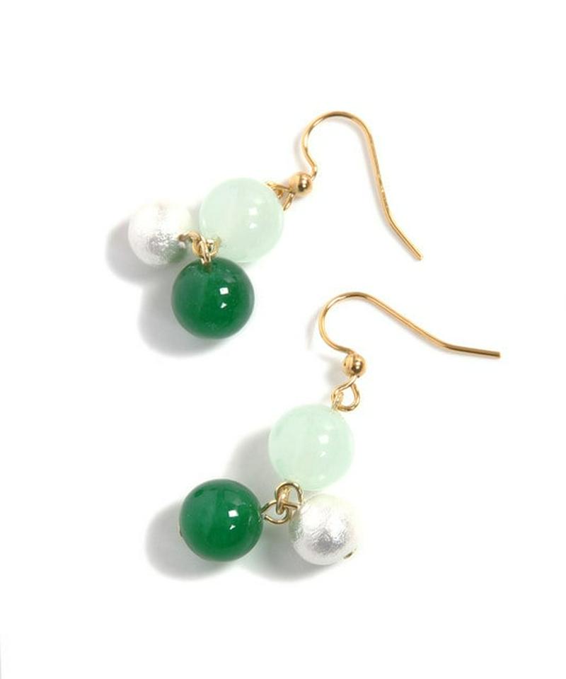 K14GF カラフルジェイドピアス　グリーン