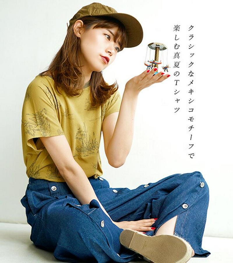 Tシャツ / メキシコモチーフで楽しむ 真夏のドルマンカットソー。 レディース トップス カットソー半袖Tシャツ プルオーバー 