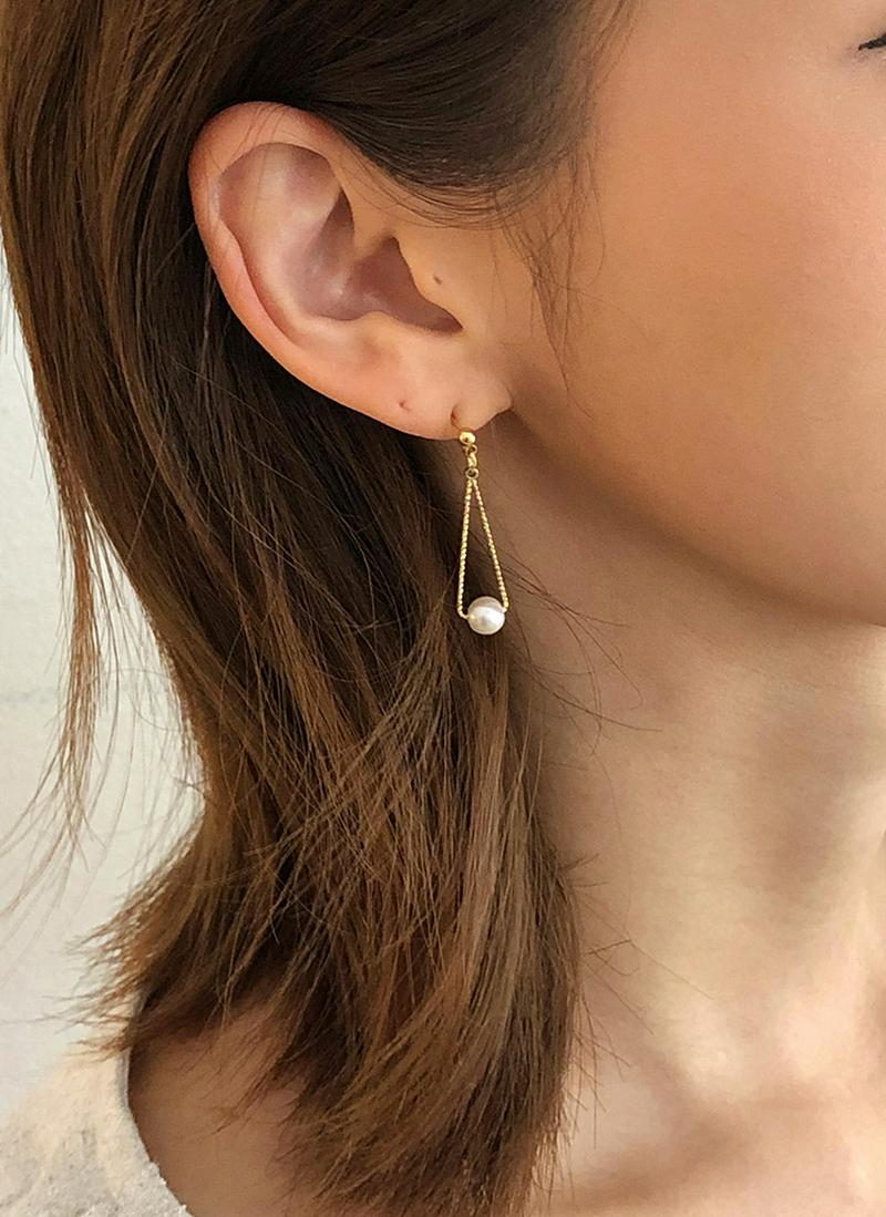 ワンパールドロップピアス・全2色