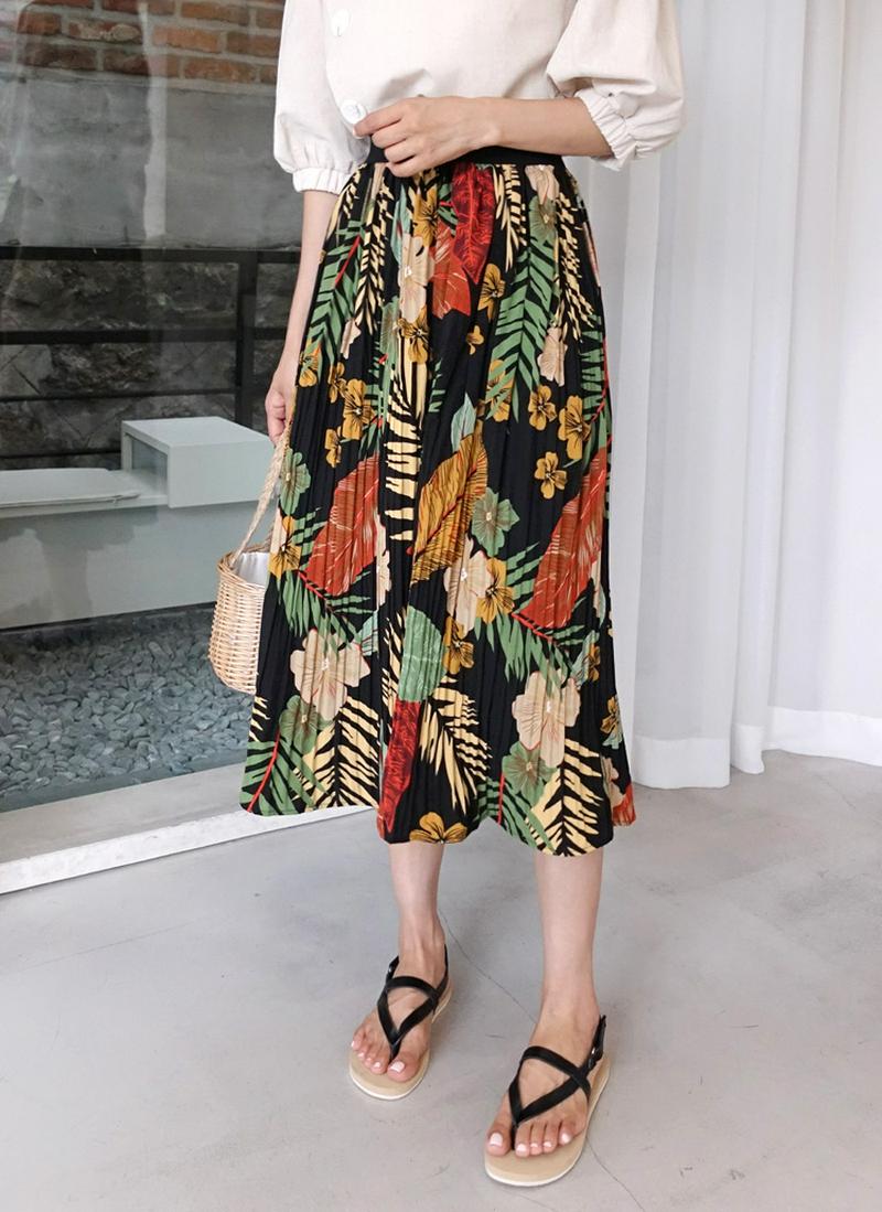 プリーツフローラルスカート・全3色