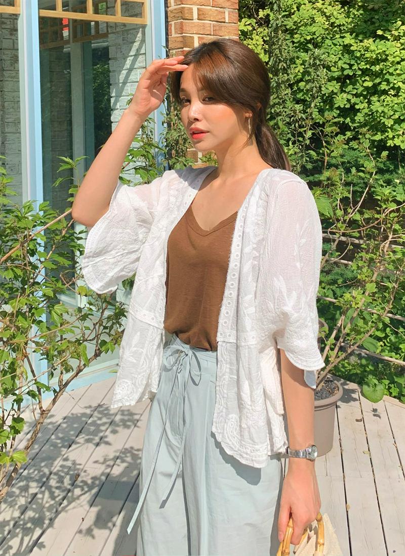 フラワー刺繍オープンジャケット・全1色