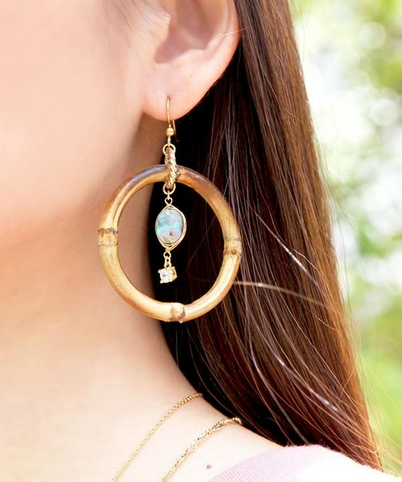 K14GF バンブー×アバロンシェルピアス