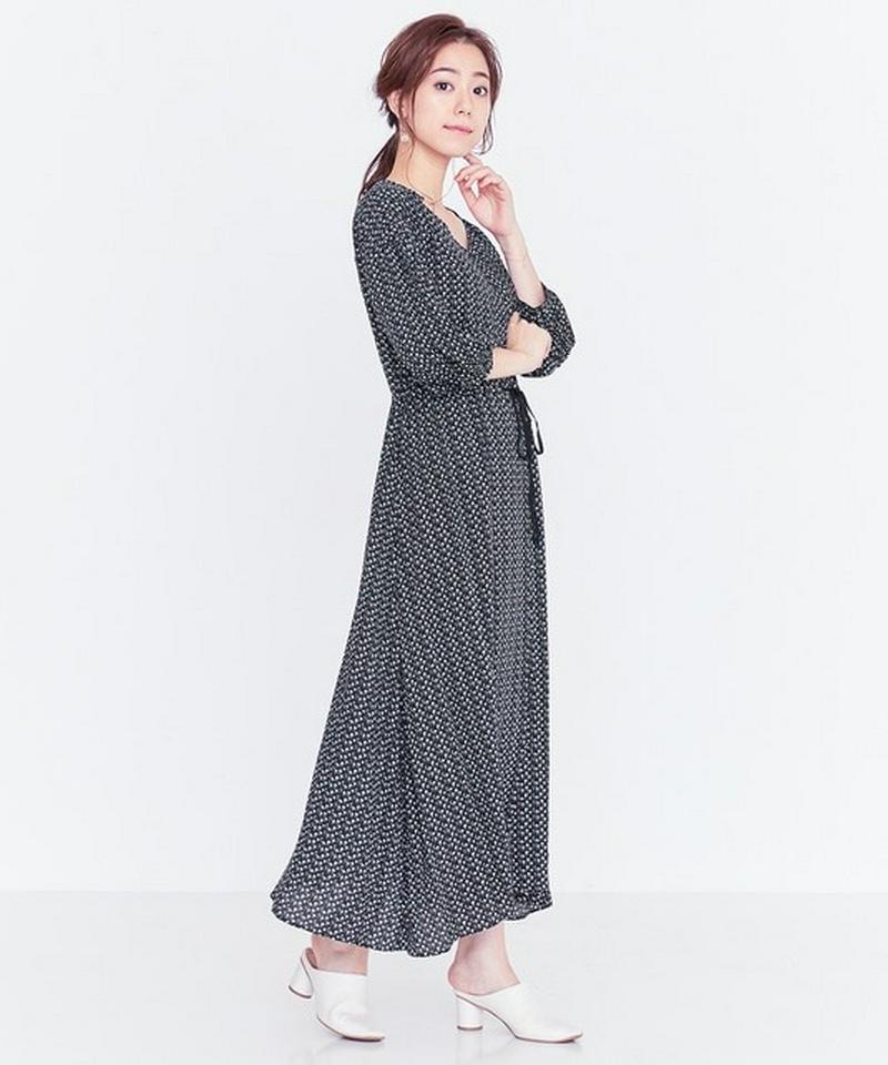 前開き花柄プリント ドレス