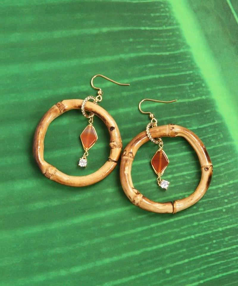 K14GF バンブー×カーネリアンピアス