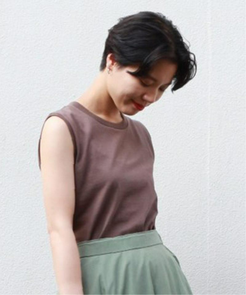 シングルジャージークルーネックノースリーブプルオーバー◆