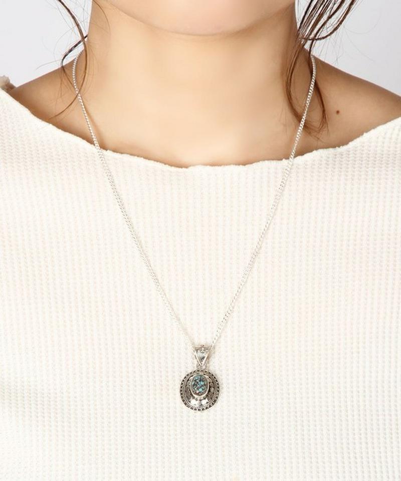 【フランス買付】シルバー925 ターコイズ装飾ネックレス