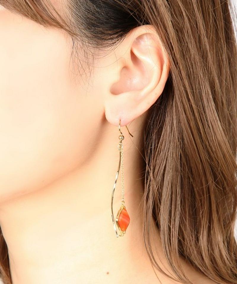 【7月誕生石】K14GF カーネリアン×ツイストバー　シンプルピアス