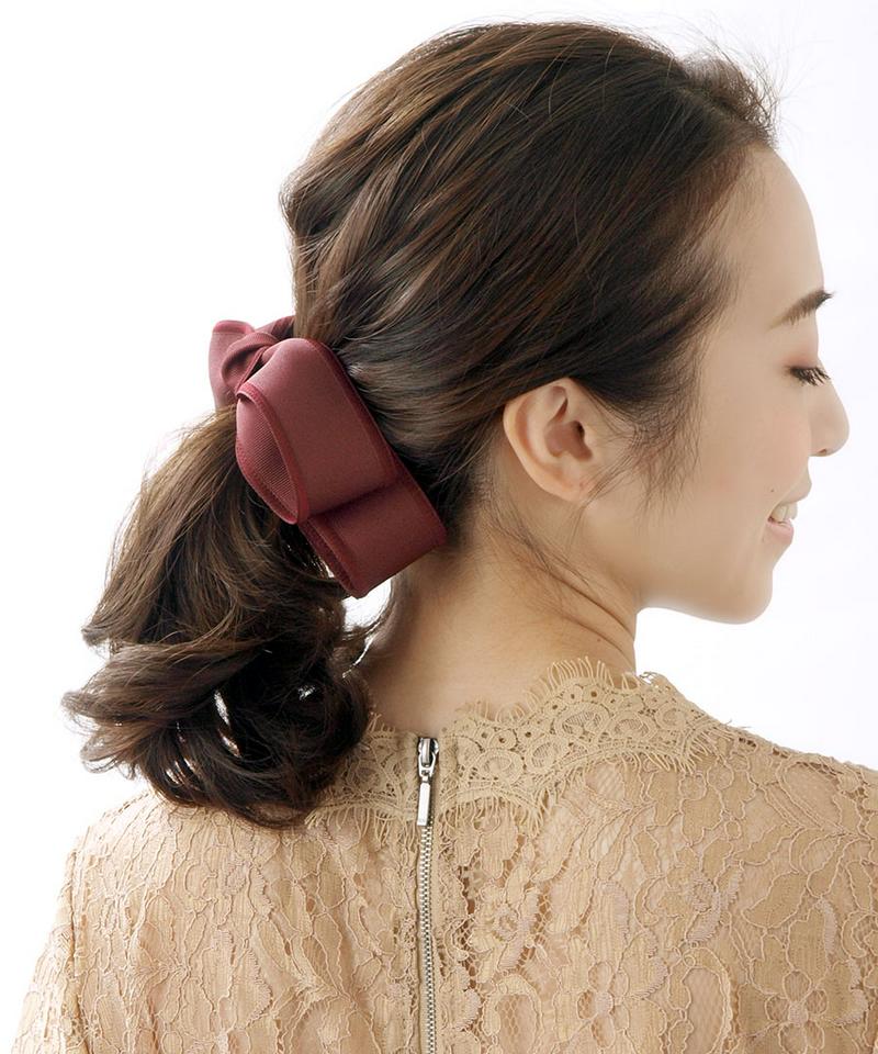 ヘアゴム ポニーフック リボン ボリューム ヘアアクセサリー ベーシック ヘアカフ ヘアカフス ヘアフック 上品 ポニー 大人 結婚式 2次会 卒業式 入学式 入園式H7158