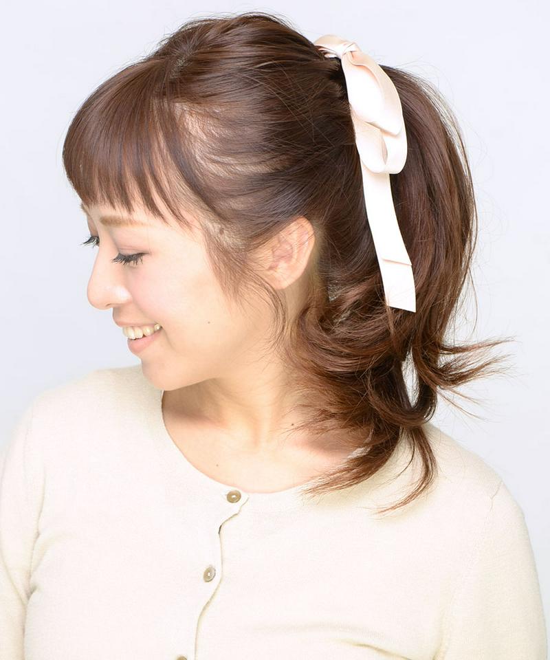 ヘアゴム ポニーフック ロングリボン ヘアカフ ヘアアクセサリー ヘアフック 大人可愛い レディース パーティー 華やか H-479