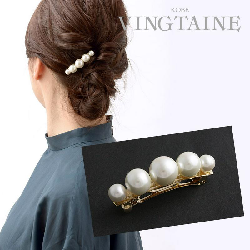 バレッタ グラデーション パール ミニ ヘアアクセ ヘアアクセサリー レディース 大人っぽい シンプル かわいい おしゃれ プレゼント H-939