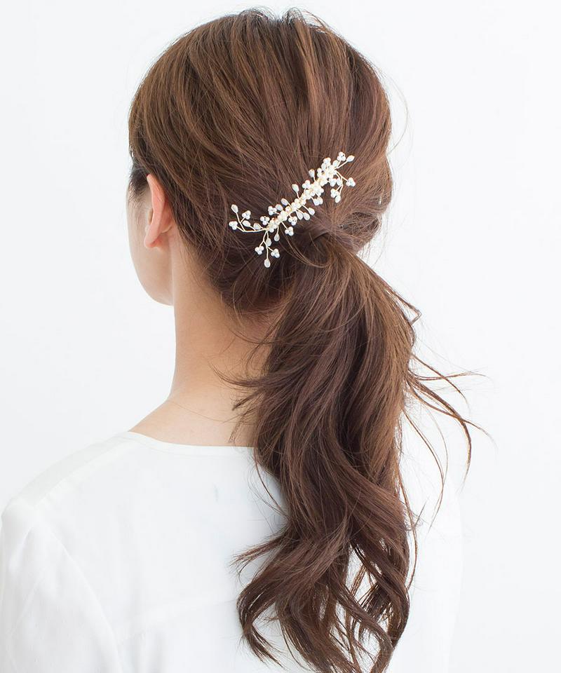 Rakuten Fashion THE SALE★ビジュー パール ゴールド ブランチ バレッタ 結婚式 2次会 パーティー 華やか お呼ばれ ヘアアクセサリー かわいい 上品　ゆかた 浴衣 H7263 おしゃれ プレゼント