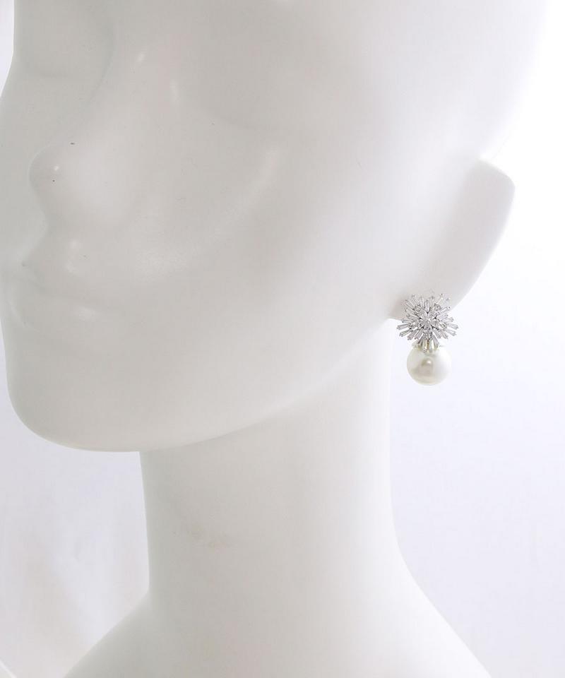 Rakuten Fashion THE SALE★ビジュー×大粒パールピアス 結晶 キュービックジルコニア　大人っぽい　結婚式　パーティー　お呼ばれP1770 レディース シンプル かわいい おしゃれ プレゼント
