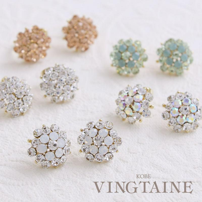 ラウンドビジューピアス・イヤリング　上品　結婚式　2次会　華やか　P1788 レディース 大人っぽい シンプル かわいい 大人カ