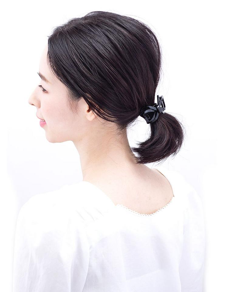 べっ甲風 リボン ポニーフック ヘアカフ ヘアカフス ヘアフック ポニー ヘアゴム リボンフック ヘアアクセサリー H7251 レディース 大人っぽい シンプル 大人カジュアルなアクセサリー