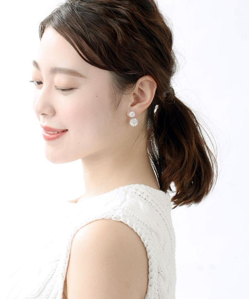 ビジューボールキャッチピアス バックキャッチ デザインキャッチ 2way 煌き 大人 揺れる ピアス デイリー 結婚式 二次会 アクセサリー P1763 レディース 大人っぽい シンプル かわいい