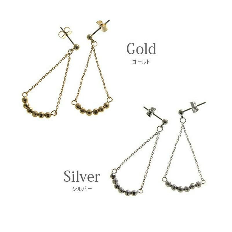 ◆SALE◆カットビーズラインピアス シンプル ゴールド シルバー ロング 華奢 揺れ 華やか 大人 デイリー チタンポスト アクセサリー P1715 レディース 大人っぽい かわいい 揺れる 神戸ヴァンテーヌ