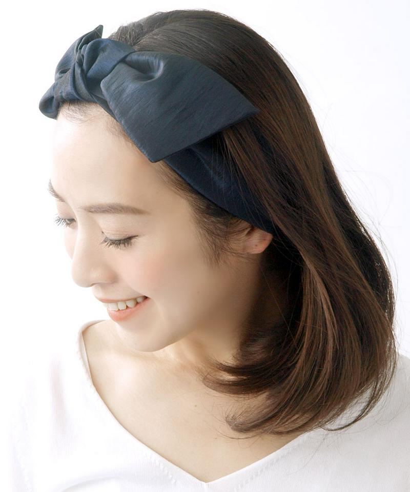 ★ネコポス送料無料★ワイヤー入りビッグリボンターバンヘアバンド ワイド ベーシック デイリー 大人可愛い ヘッドバンド ヘアアク