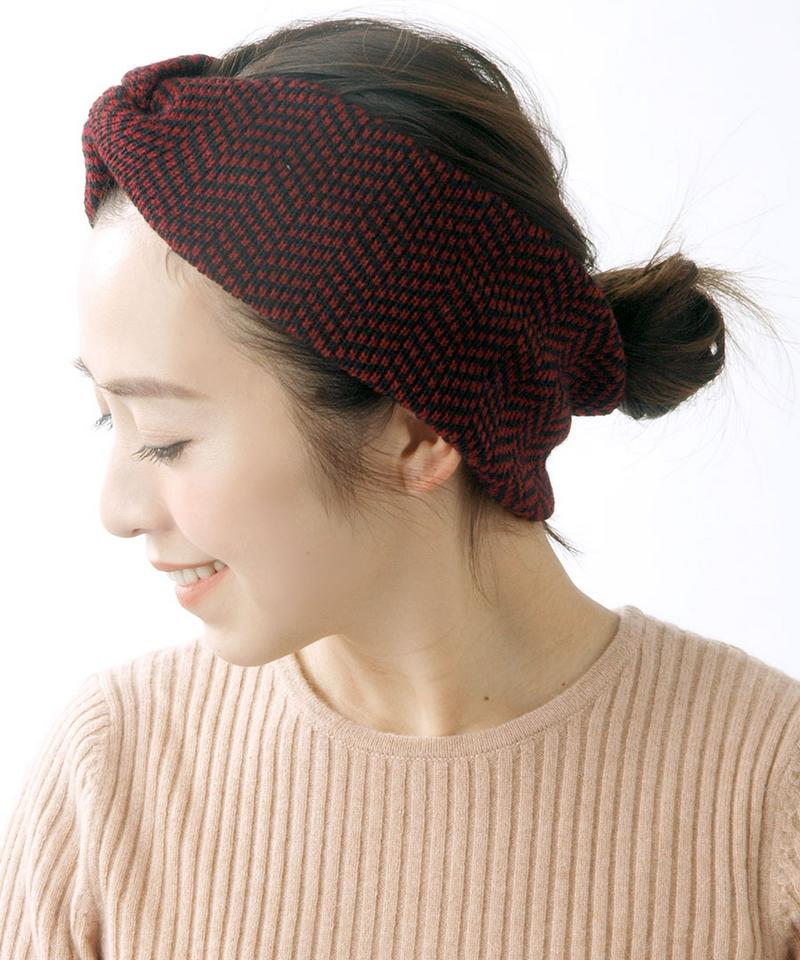 カラーニットターバンヘアバンド ブラック ワイン イエロー 幅広 ひねり 秋冬 レディース ヘアアクセ ヘアアクセサリー HB-81