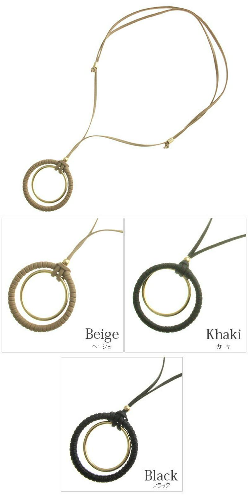 ◆SALE◆レザー調サークルネックレス フェイクレザー シンプル 大人 リング デイリー おしゃれ 大ぶり ショート ロング 着脱簡単 調節可 C3242 レディース 大人っぽい mbgt】