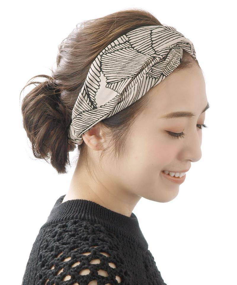 ヘアバンド ターバン ボタニカル柄 ヘアターバン ヘアアクセサリー シンプル 幅広 ナチュラル デイリー レディース HB-78