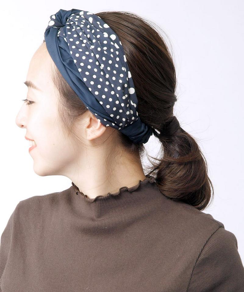★＼50%OFF／SALE★ヘアバンド ターバン クロス ワイド 柄 無地 コンビ 水玉 チェック ブラック ネイビー ヘアアレ