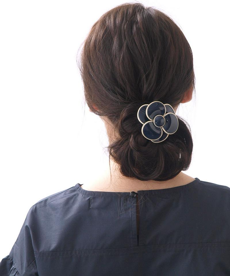 ヘアゴム カメリア エナメル調 ベーシック フラワー オフィス デイリー 花 立体 ヘアアクセサリー H7105 レディース 大人っぽい シンプル かわいい おしゃれ プレゼント mbgt】