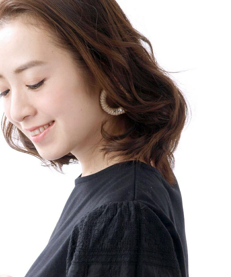 ◆在庫処分PRICE◆ビッグサークル麻ピアス スワロフスキー ナチュラル 大ぶり 大人カジュアル デイリー 春夏 チタンポスト 