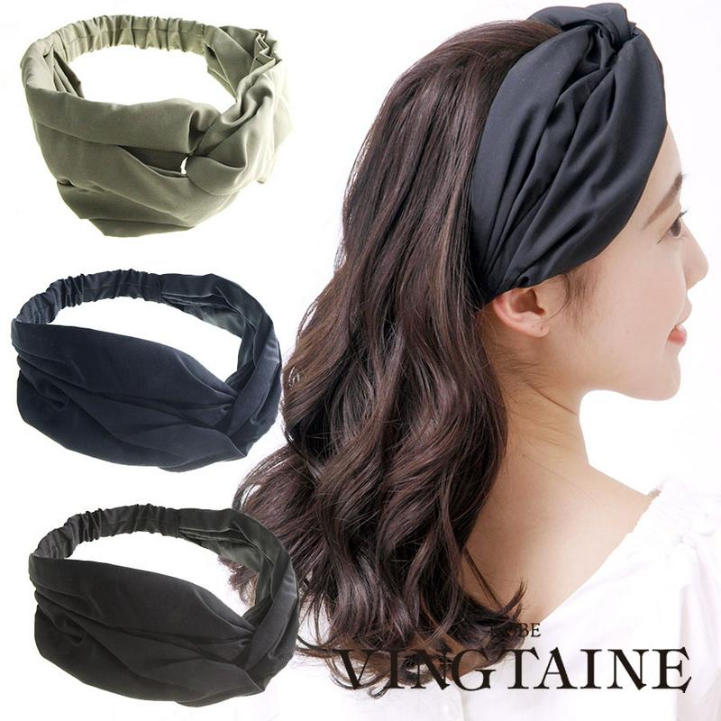 ★＼50%OFF／SALE★ワイドクロスターバンヘアバンド ヘッドバンド 幅広 シンプル ヘアアクセ ヘアアクセサリー HB-7