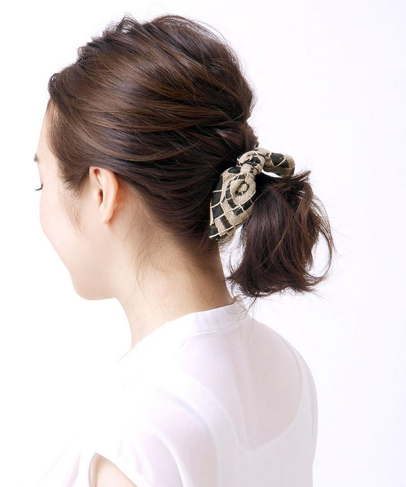 ワイヤー入りレース調デザインリボンヘアゴム シンプル デイリー ヘアアクセ ヘアアクセサリー H7099 レディース 大人っぽい
