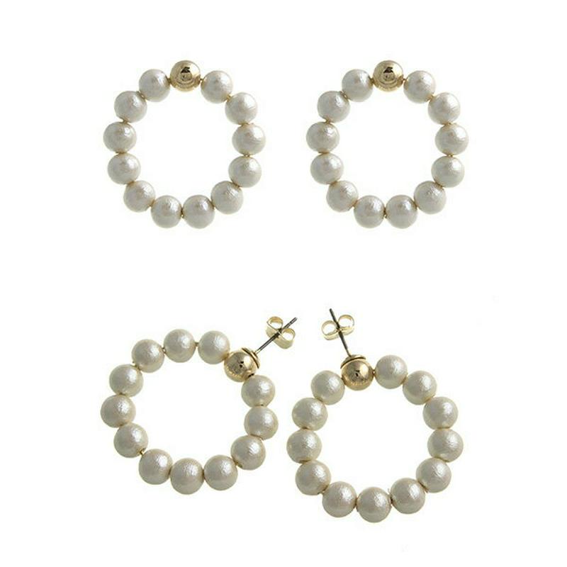 Rakuten Fashion THE SALE★コットンパールサークルデザインピアス シンプル 大ぶり デイリー 華やか チタンポスト キスカ P1622 レディース 大人っぽい かわいい おしゃれ プレゼント