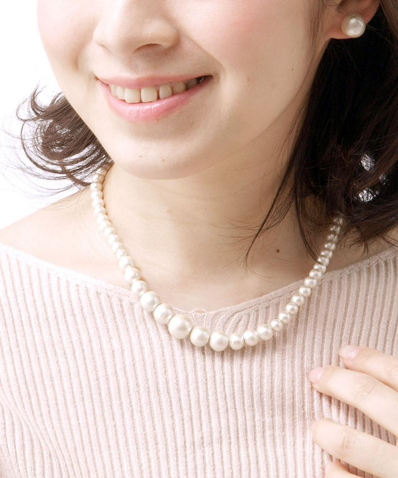 グラデーションコットンパールネックレス ショート エレガント シンプル キスカ C3227 レディース 大人っぽい かわいい おしゃれ プレゼント