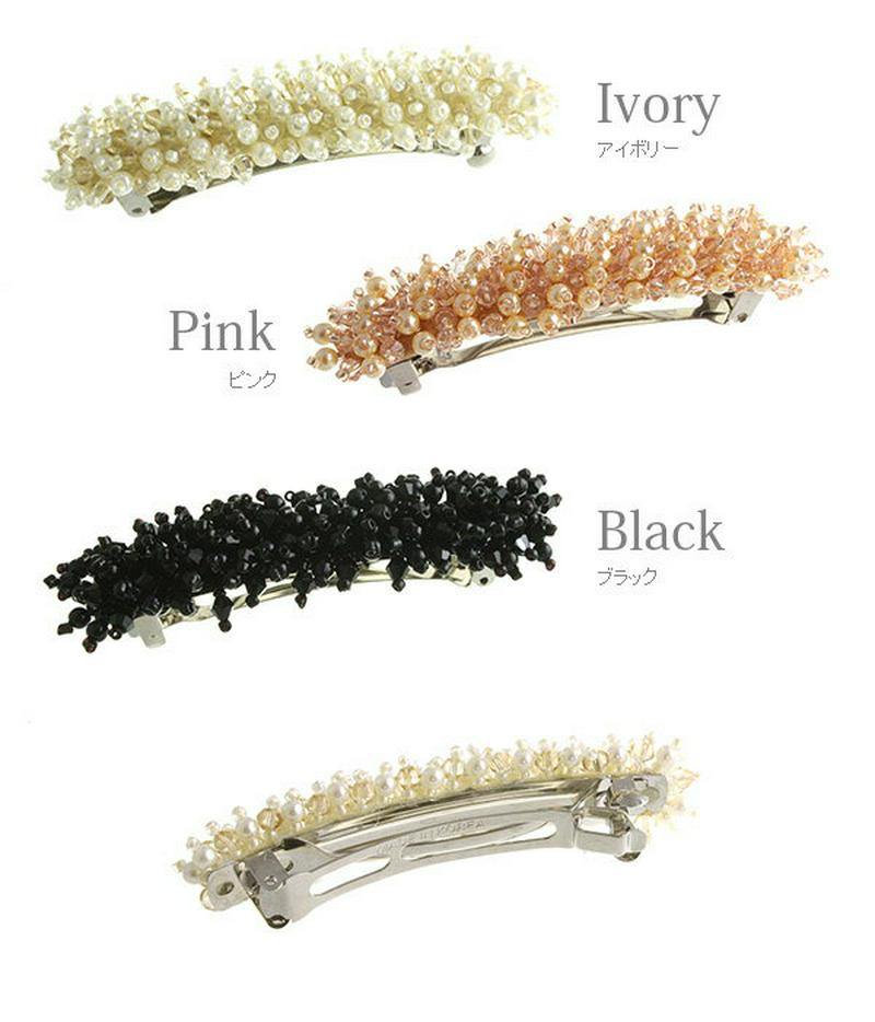 ◆在庫処分PRICE◆ビーズデザインバレッタ エレガント オフィス デイリー ヘアクリップ ヘアアクセ ヘアアクセサリー H70