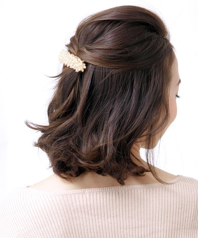 ◆在庫処分PRICE◆ビーズデザインバレッタ エレガント オフィス デイリー ヘアクリップ ヘアアクセ ヘアアクセサリー H70