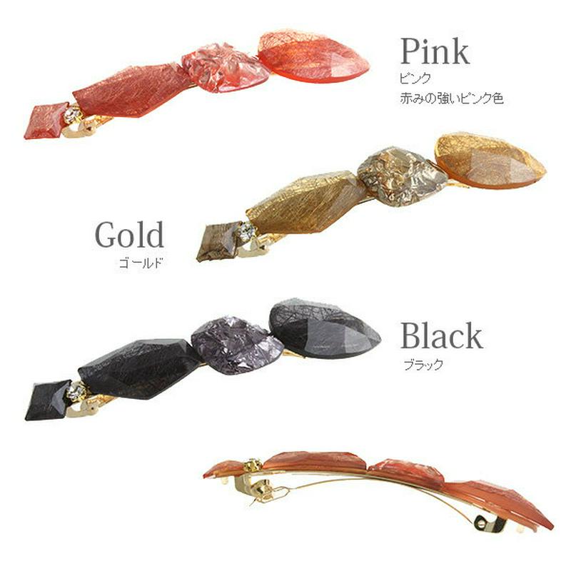 ★ネコポス送料無料★カットカラーストーンバレッタ シンプル オフィス デイリー ヘアクリップ ヘアアクセ ヘアアクセサリー H7