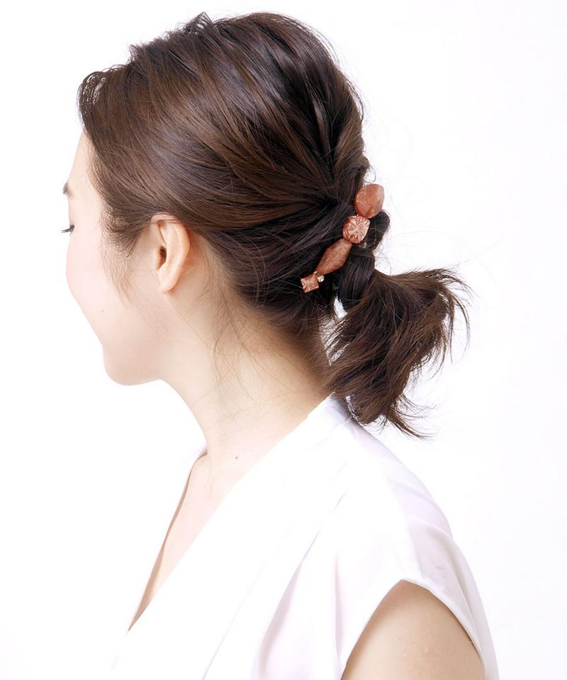 ★ネコポス送料無料★カットカラーストーンバレッタ シンプル オフィス デイリー ヘアクリップ ヘアアクセ ヘアアクセサリー H7
