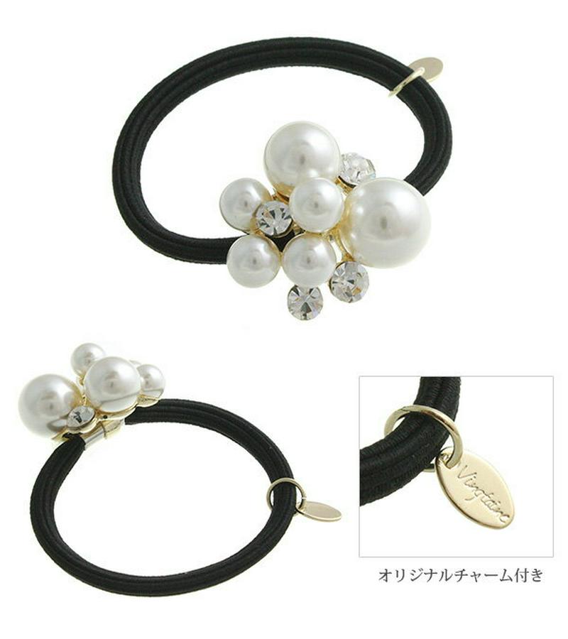 ランダムパールビジューヘアゴム シンプル エレガント ヘアアクセ ヘアアクセサリー H7086 レディース 大人っぽい かわいい おしゃれ プレゼント