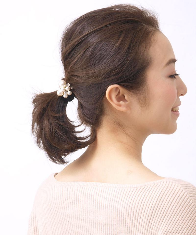 ランダムパールビジューヘアゴム シンプル エレガント ヘアアクセ ヘアアクセサリー H7086 レディース 大人っぽい かわいい おしゃれ プレゼント