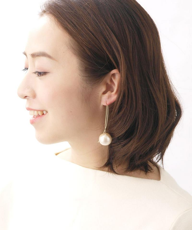 Rakuten Fashion THE SALE★一粒コットンパールアメリカンピアス ロング シンプル デイリー 揺れ キスカ P1600 レディース 大人っぽい かわいい 揺れる おしゃれ プレゼント