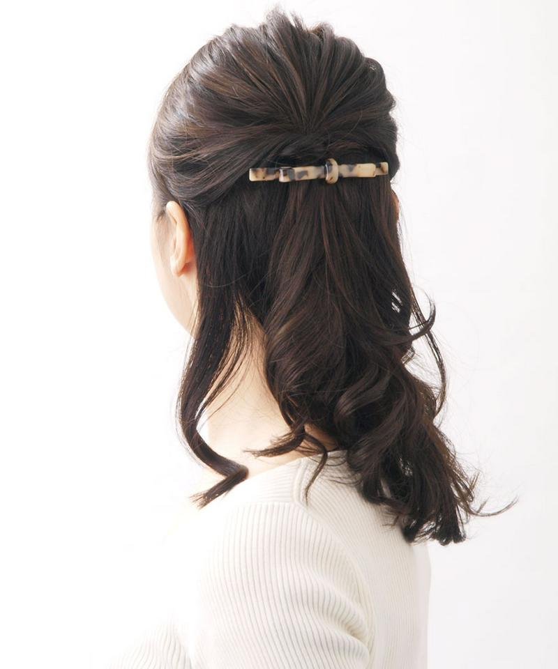 バレッタ べっ甲風 細リボン ヘアアクセサリー マーブル 細め シンプル ヘアアクセ レディース 大人っぽい かわいい おしゃれ プレゼント H7047