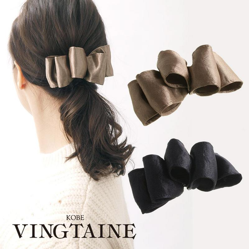 ◆在庫処分PRICE◆サテンフリルバレッタ ボリューム ふんわり ヘアクリップ ヘアアクセ ヘアアクセサリー H7039 レディ