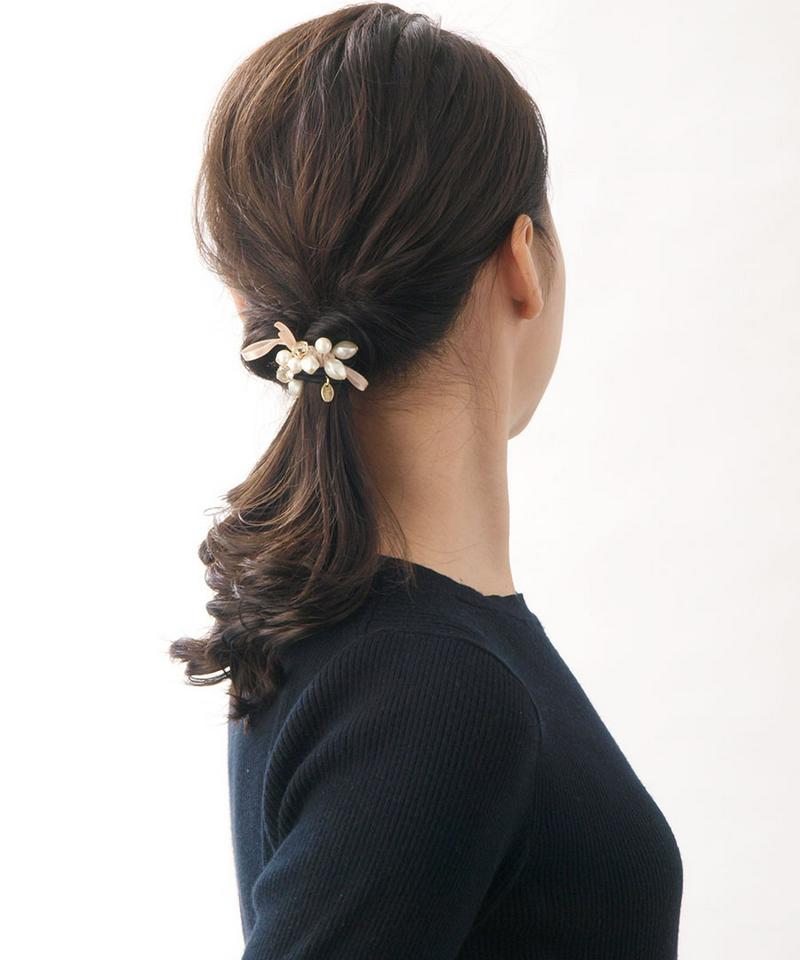パールビジューリボンデザインヘアゴム エレガント 華やか パーティー ヘアアクセ ヘアアクセサリー H7020 レディース 大人