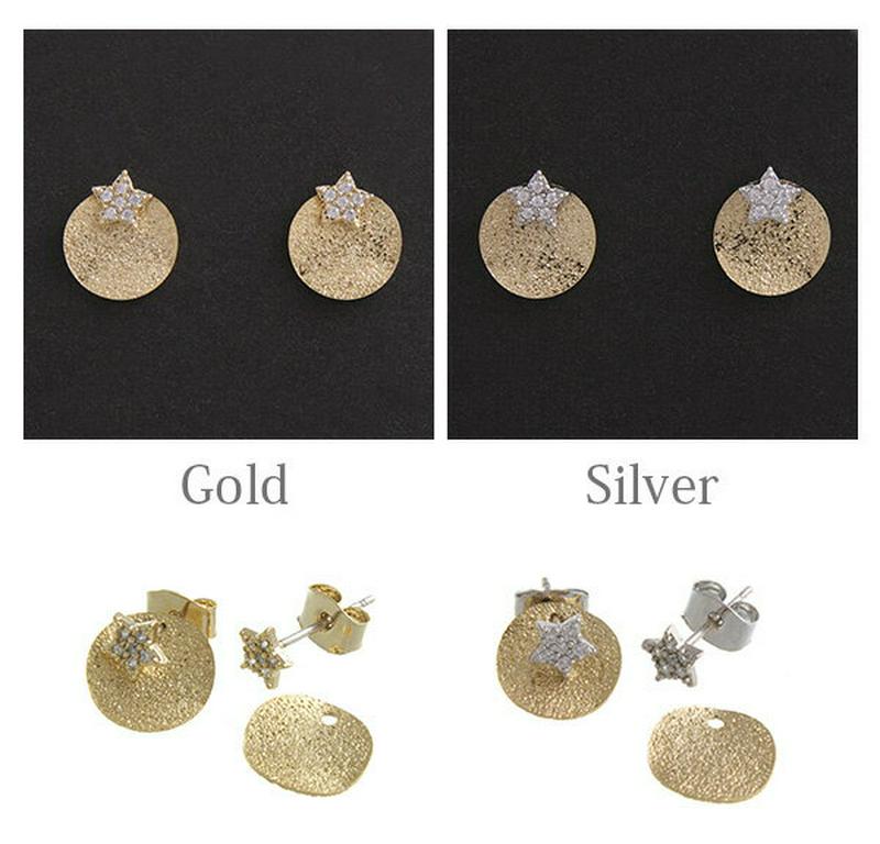 スター×サークルプレートミニピアス 星形 小ぶり デイリー キュービックジルコニア Silver925 P1538 レディース 大人っぽい シンプル かわいい おしゃれ プレゼント