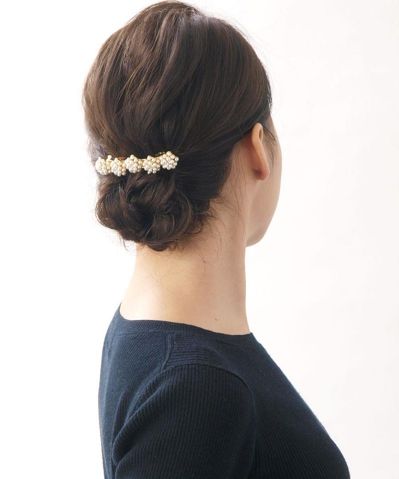 パールフラワーモチーフバレッタ エレガント 花 パーティ－ 二次会 デイリー ヘアアクセ ヘアアクセサリー H7010 レディース 大人っぽい シンプル かわいい おしゃれ プレゼント